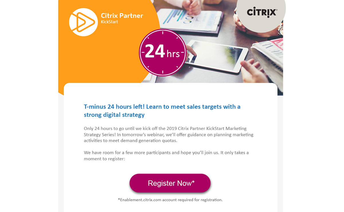 Citrix Kickstarter email marketing design