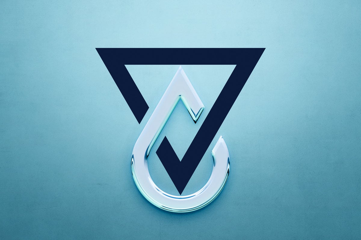 A plumbin company symbol: inverted triangle and drop outlined